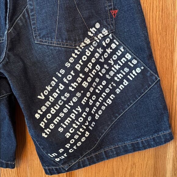 VOKAL By Nelly Y2K Baggy Hip Hop Denim Patchwork Jorts - Picture 3 of 13